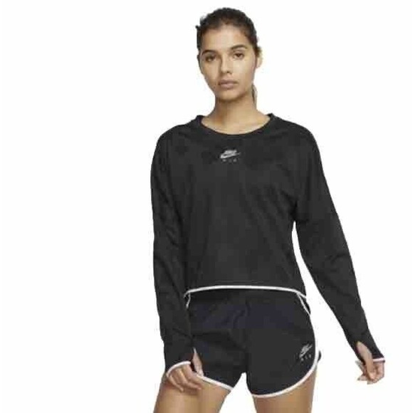 New Nike Dri-fit Women’s Functional Long Sleeve Crop Run Top Midlayer CJ1882-010 - Picture 2 of 11